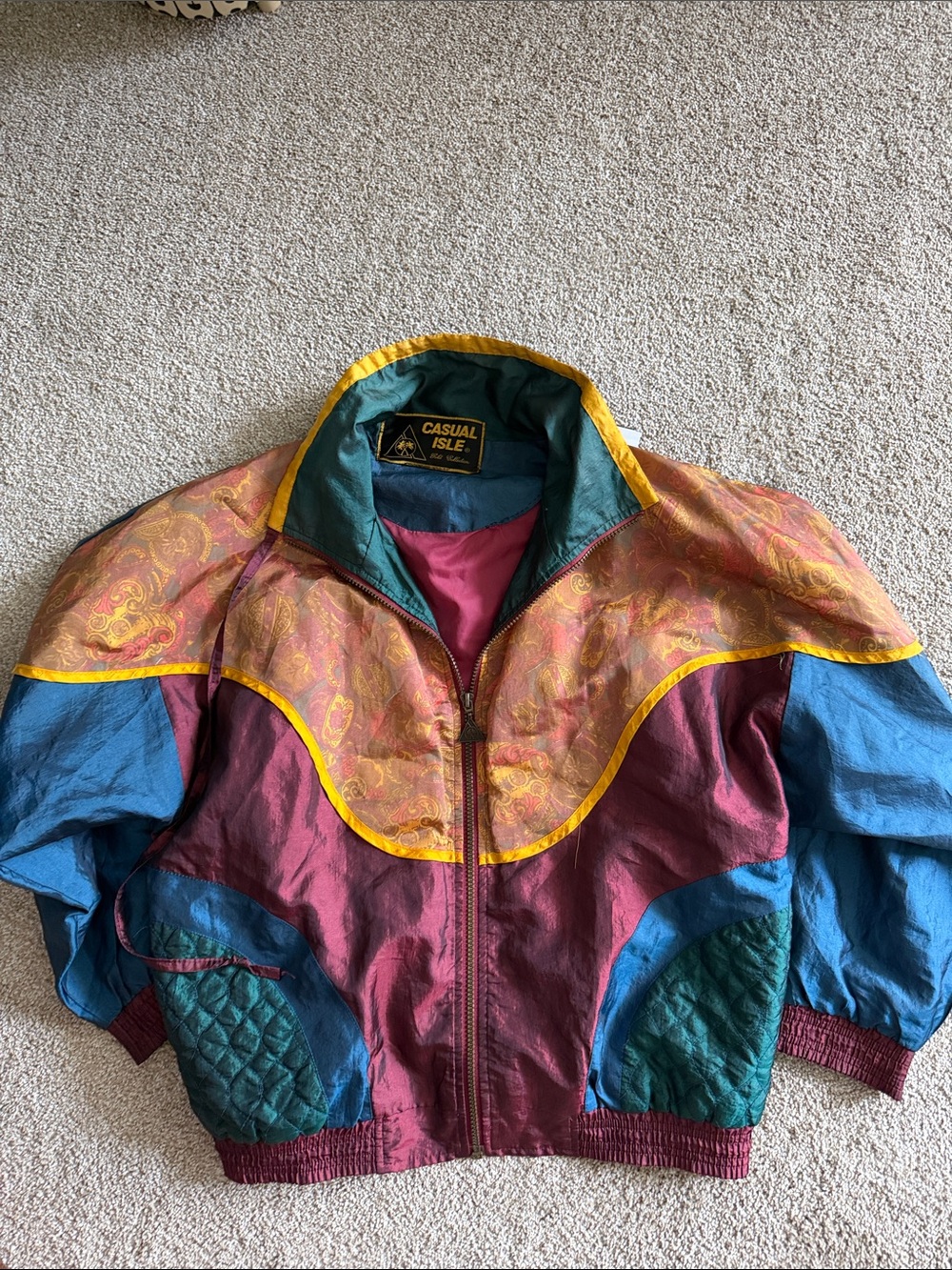 Vintage 80s Casual Isle Gold Collection Silk Bomber Jacket/windbreaker